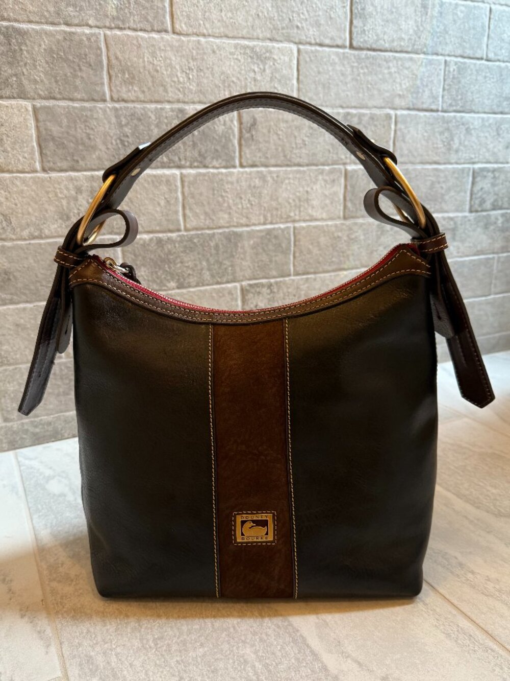 Dooney & Bourke Maya Florentine & Suede Black Hobo